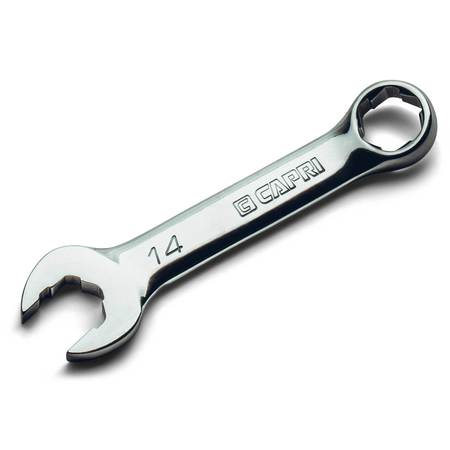 CAPRI TOOLS 14 mm WaveDrive Pro Stubby Combination Wrench for Regular and Rounded Bolts CP11750-M14SB